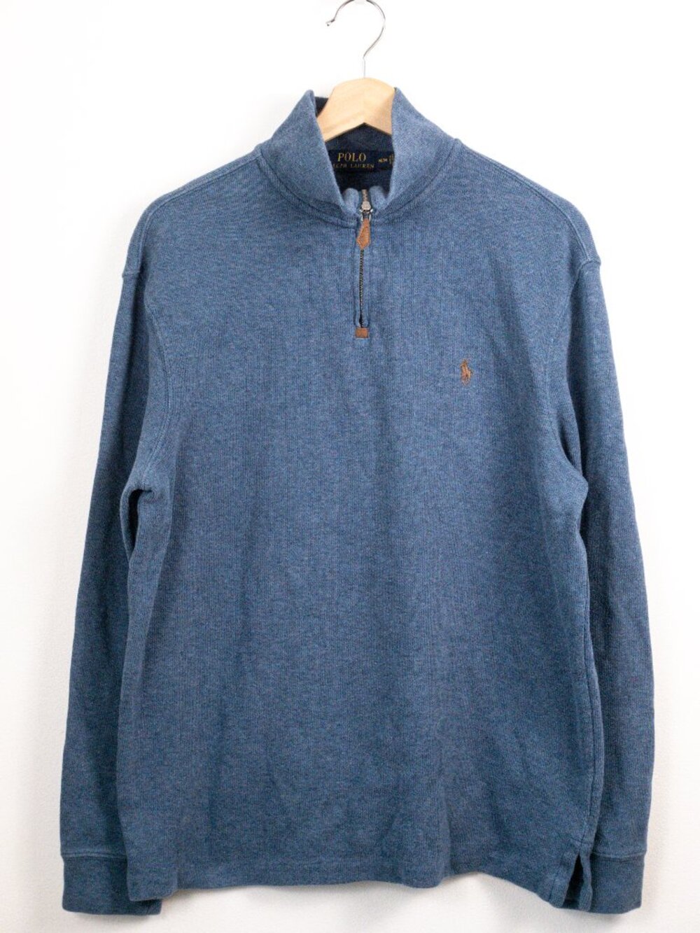 Polo Ralph Lauren Men's Blue Cotton Quarter Zip Pullover Sweater M